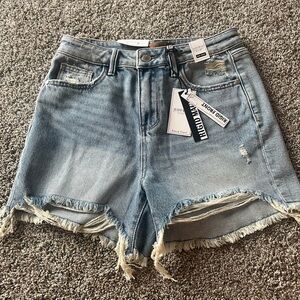 Judy Blue Women's Light Blue Frayed Jean Shorts